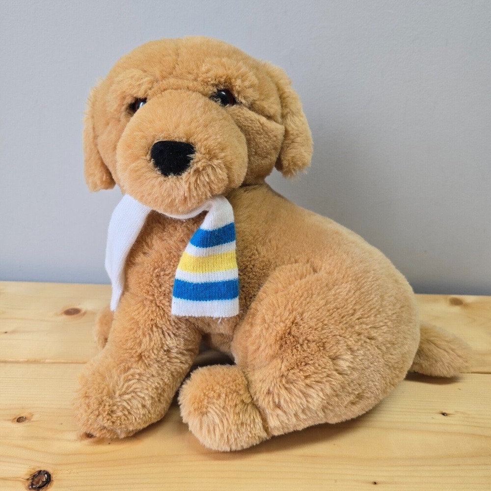 Vintage Dakin Soft Classics Yellow Lab Puppy‎ Plush Dog with Sock 1980s
